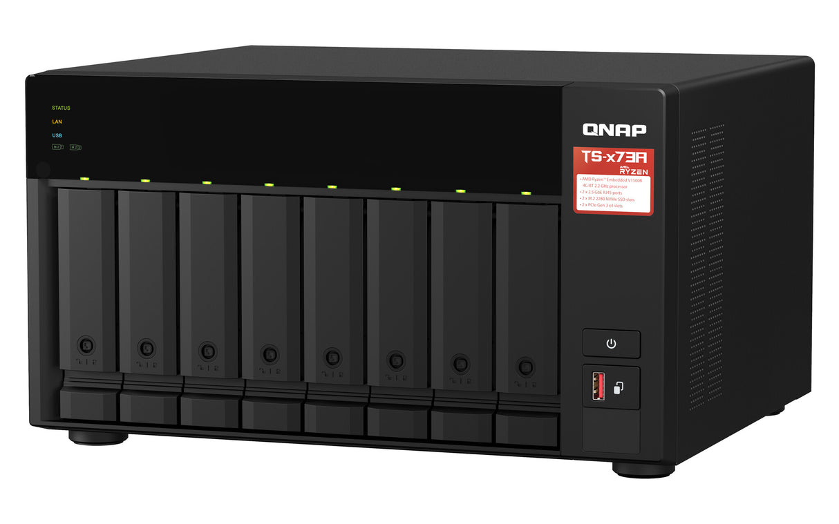 QNAP TS-873A NAS Tower Ryzen Embedded V1500B 8 GB DDR4 0 TB QNAP Turbo System Black