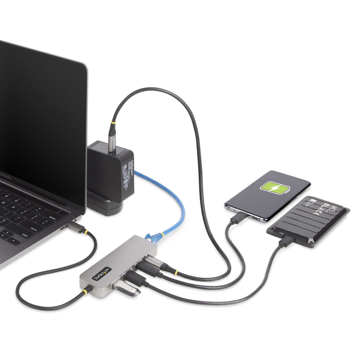 StarTech.com 3-Port USB-C Hub with 2.5 Gbps Ethernet and 100W Power Delivery Pass-Through Port, USB 3.2 10Gbps, 2x USB-A/1x USB-C, Portable USB Type-C Adapter Hub