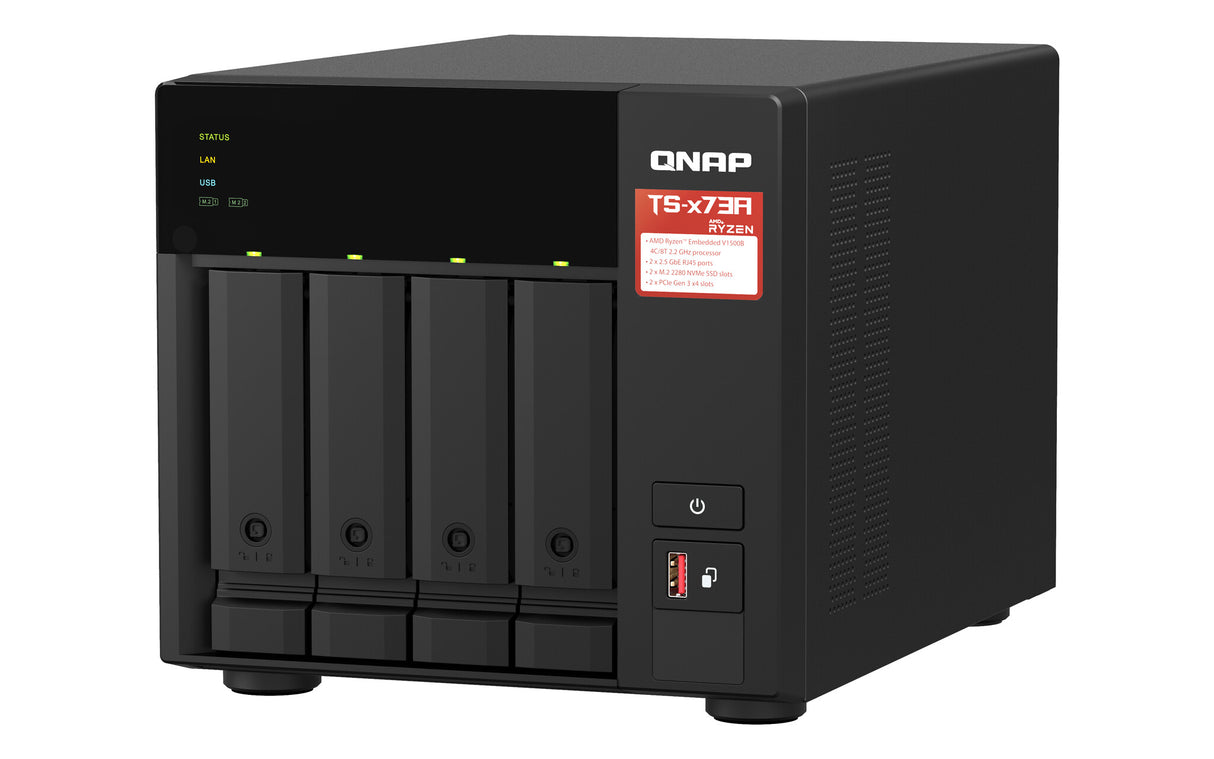 QNAP TS-473A NAS Tower Ryzen Embedded V1500B 8 GB DDR4 24 TB HDD QNAP Turbo System Black