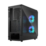 Fractal Design Focus 2 RGB (Black TG) Estuche para juegos con ventana de vidrio transparente, ATX, 2 ventiladores RGB, controlador RGB, frente de malla, innovador sistema de cubierta