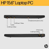 HP 15-fc0057na AMD Ryzen™ 5 7520U Laptop 39.6 cm (15.6") Full HD 8 GB LPDDR5-SDRAM 512 GB SSD Wi-Fi 6 (802.11ax) Windows 11 Home Black