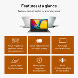 ASUS Vivobook Go 15 E1504FA-BQ2075W AMD Ryzen™ 5 7520U Laptop 39.6 cm (15.6") Full HD 8 GB LPDDR5-SDRAM 512 GB SSD Wi-Fi 6E (802.11ax) Windows 11 Home Silver