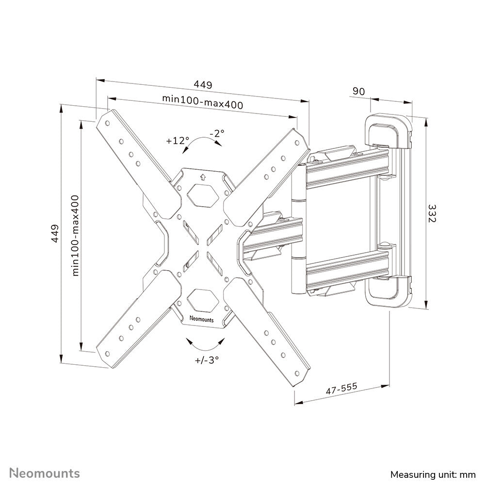 Neomounts WL40S-850BL14 TV mount wall 40-65" - full motion - fast installation