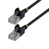 StarTech.com 1m Black Ultra Slim Cat6A Ethernet Cable, Snagless, FTP, Pure Bare Copper Wire, 34AWG Slim RJ45 Network Patch Cord, Individually Tested