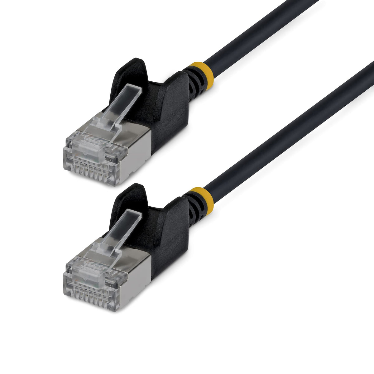 StarTech.com 15cm Black Ultra Slim Cat6A Ethernet Cable, 10 Pack, Snagless, FTP, Pure Bare Copper Wire, 34AWG Ultra Slim RJ45 Network Patch Cord, Individually Tested