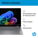 HP OmniBook X FlipNGAI 14-fk0004na Copilot+ PC AMD Ryzen AI 5 340 Hybrid (2-in-1) 35.6 cm (14") Touchscreen 2K 16 GB LPDDR5x-SDRAM 512 GB SSD Wi-Fi 7 (802.11be) Windows 11 Home Silver