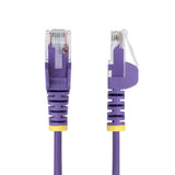 StarTech.com 1.5m Purple Slim CAT6 Ethernet Cable, Snagless, 100W PoE, UTP, LSZH, 28AWG Pure Bare Copper Wire, Slim RJ45 Network Patch Cord w/Strain Reliefs, Fluke Tested