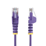 StarTech.com 25cm Purple Slim CAT6 Ethernet Cable, Snagless, 100W PoE, UTP, LSZH, 28AWG Pure Bare Copper Wire, Slim RJ45 Network Patch Cord w/Strain Reliefs, Fluke Tested