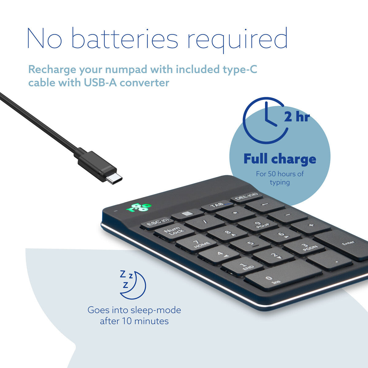 R-Go Tools Numeric keypad R-Go Numpad Break, ergonomic numeric keypad with break software, bluetooth, black