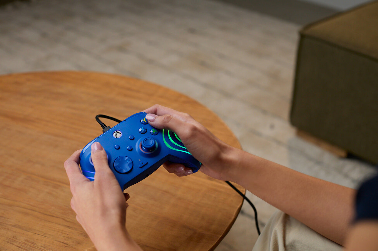 Turtle Beach Afterglow Wave Blue Wired RGB Gaming Controller with Mappable Buttons, Hall-Effect Hair Triggers and Audio Controls. Licensed for Xbox Series X orS, Xbox One & Windows