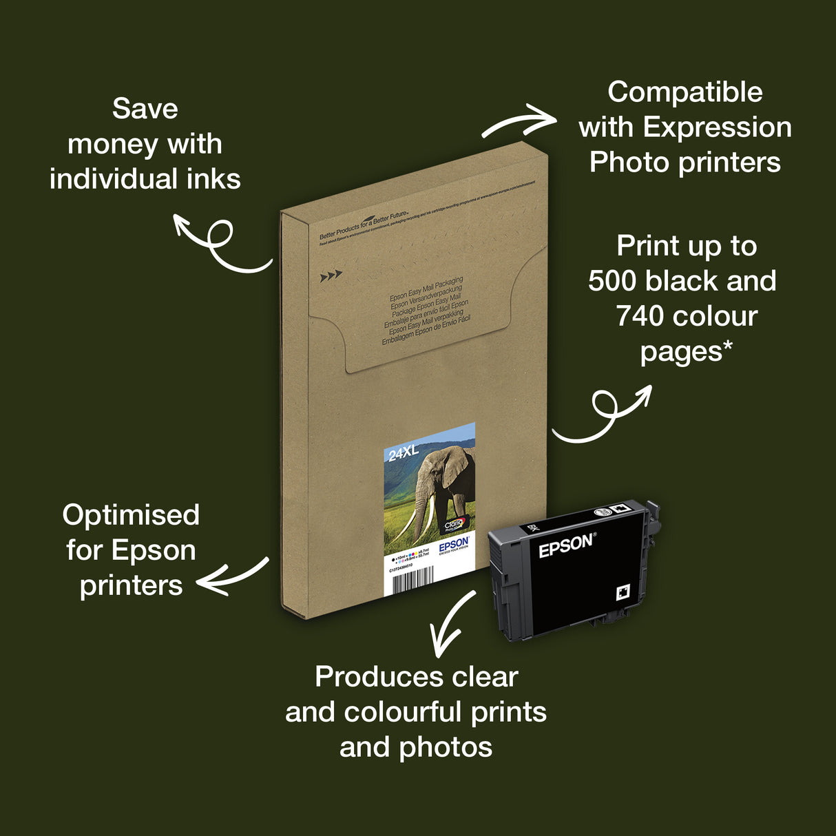 Epson 24XL Elephant Claria Photo HD Multipack 6-colours EasyMail Ink