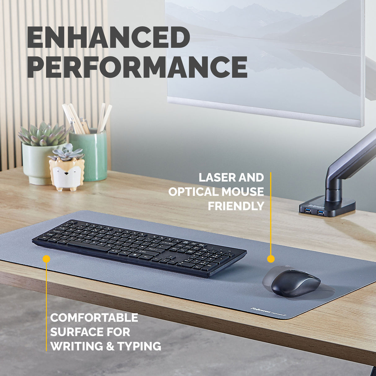 Fellowes Computer Desk Mat with Non-Slip Base Breyta Desk Mat with Antibacterial Protection Marine