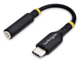 StarTech.com 5in (12.7cm) USB-C to 3.5mm TRRS Headphone/Headset Jack Audio Adapter, USB Type-C Aux Dongle, 32-bit DAC, Supports USB-C/Thunderbolt, Laptop/Phone/Tablet
