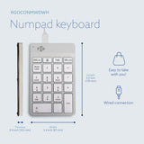 R-Go Tools Numeric keypad R-Go Numpad Break, ergonomic numeric keypad with break software, wired, white