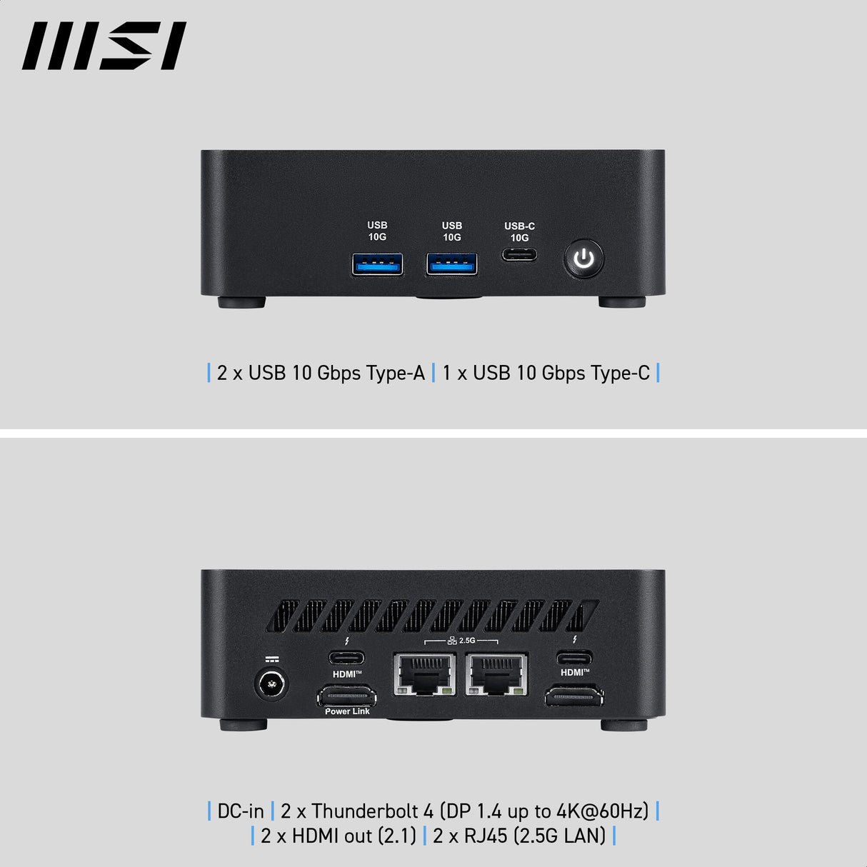MSI Cubi NUC AI 1UMG Intel Core Ultra 7 155H (14th Gen - Core Ultra Series 1), Barebone, NUC, SFF, Mini Computer, HTPC, (NO RAM, NO Storage, NO OS), Intel Graphics/DDR5/Dual ThunderBolt 4/Dual HDMI/Dual LAN/WiFi 6E/BT 5.3/VESA - NUC AI 1UMG i7 155H BB