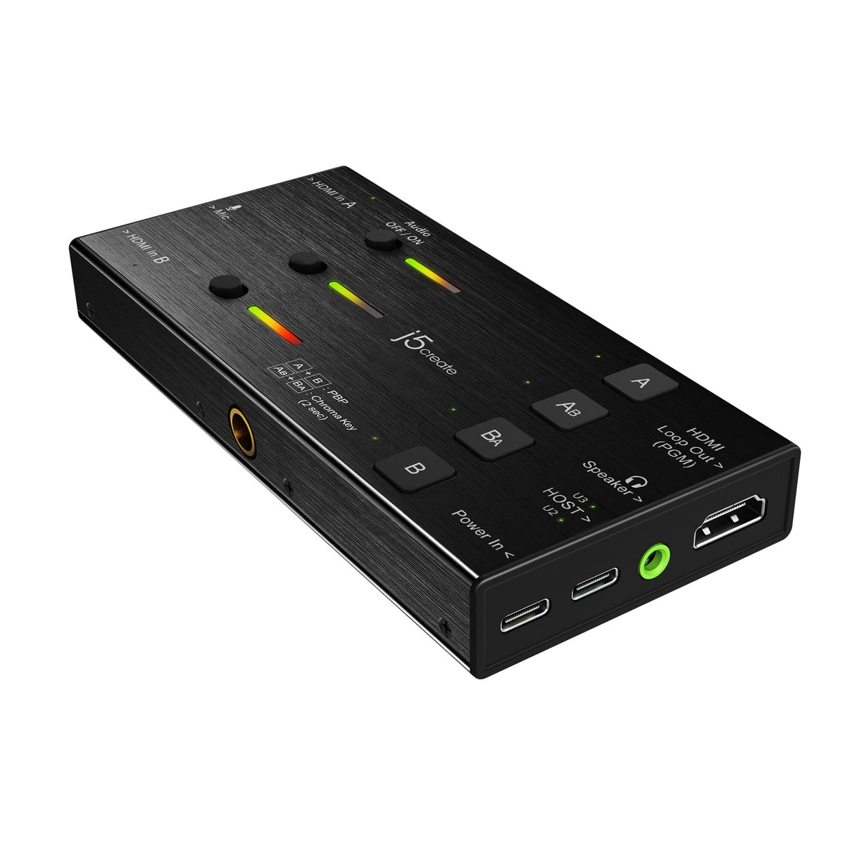 j5create JVA06 Dual HDMI™ Video Capture Card, 1920*1080 Video Capture Resolution, 3 x HDMI ports and 2 x USB ports, Black