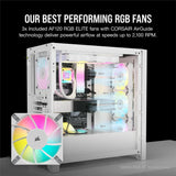 Corsair iCUE 5000D RGB AIRFLOW Gaming Case con ventana de cristal, E-ATX, 3 ventiladores AF120 RGB, frontal de alto flujo de aire, USB-C, controlador RGB, blanco