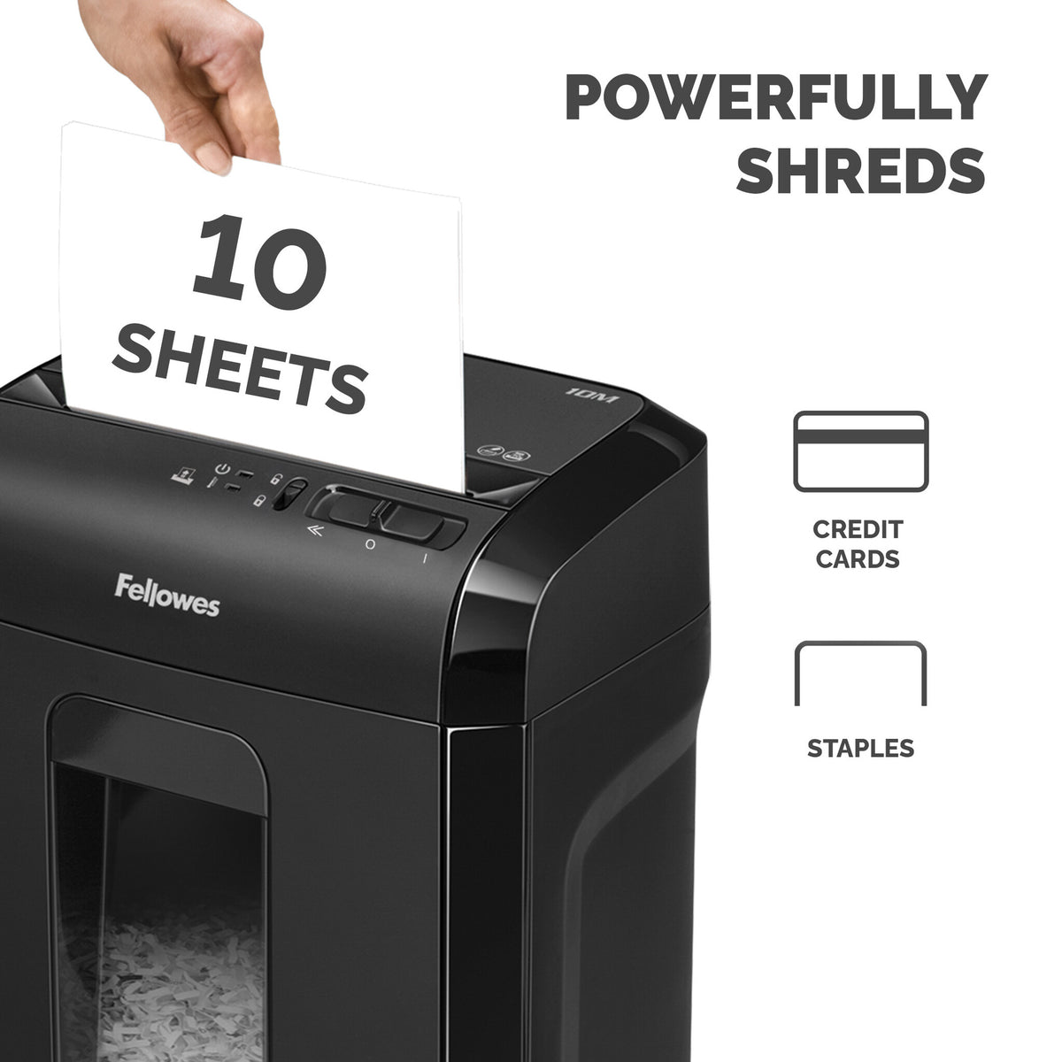 Direct Shred Fellowes Powershred 10M paper shredder Micro-cut shredding 65 dB Black ...