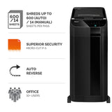 Fellowes AutoMax 600M paper shredder Micro-cut shredding 60 dB 23 cm Black