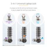 StarTech.com 25-Pack Universal Laptop Lock 6.6ft (2m), Serialized Security Cable for Notebook, Compatible With Noble Wedge®/Nano/K-Slot, Keyless Combination Cable - TAA