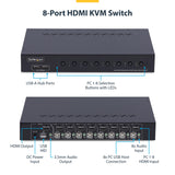 StarTech.com 8-Port HDMI KVM Switch with 1U Rack Mount Kit, 4K 60Hz HDMI 2.0, Push-Button & Hotkey Switching, 4-Port USB Hub, OS Independent, TAA Compliant