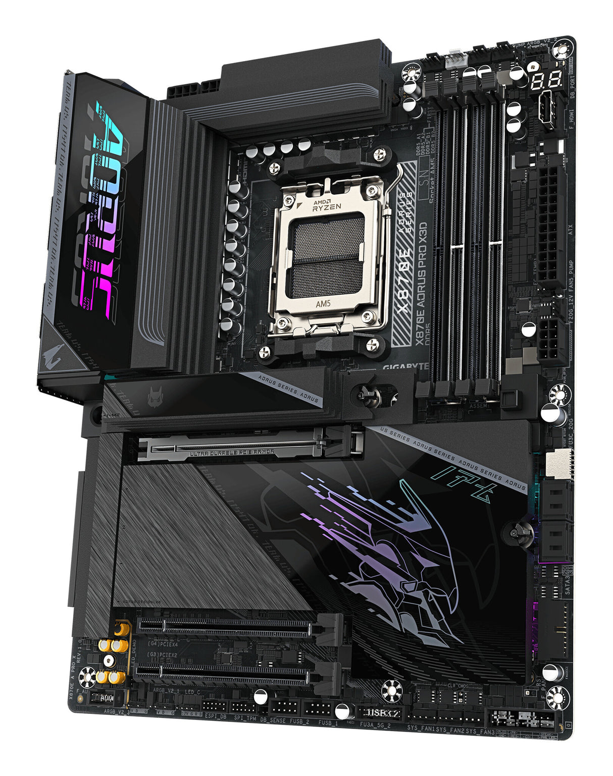 GIGABYTE X870E AORUS PRO X3D Motherboard - Supports AMD Ryzen 9000 CPUs, 18+2+2 Phases Digital VRM, up to 9000Hz DDR5 (OC), 2xPCIe 5.0 + 2xPCIe 4.0, Wi-Fi 7, 5GbE LAN, USB 4
