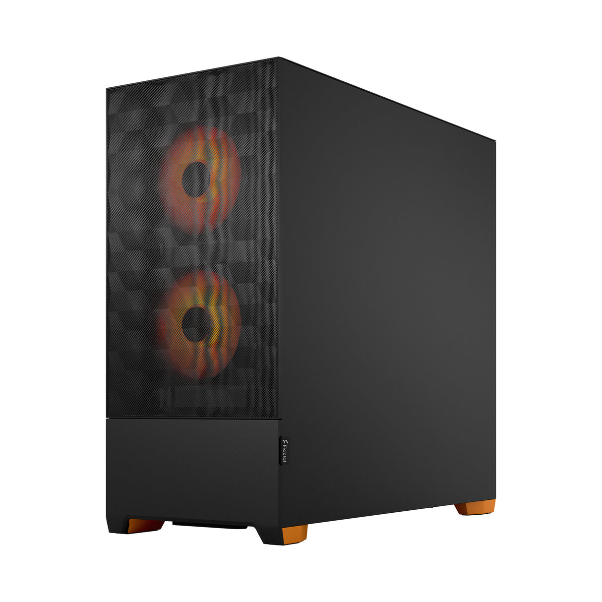 Fractal Design Pop Air RGB (Orange Core TG) Estuche para juegos con ventana de vidrio transparente, ATX, frente de malla hexagonal, interior/detalles en naranja, 3 ventiladores RGB y controlador ARGB