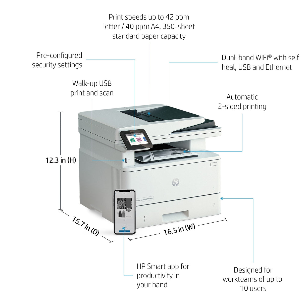 HP LaserJet Pro 4002dn Printer