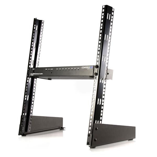 StarTech.com 2-Post 12U Desktop Server Rack, Small Open Frame 19in Computer Rack, Compact Network Rack for AV / Studio / Data / IT Equipment - Free Standing Two-Post Home/Office Rack