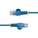 StarTech.com 25cm Blue Slim CAT6 Ethernet Cable, Snagless, 100W PoE, UTP, LSZH, 28AWG Pure Bare Copper Wire, Slim RJ45 Network Patch Cord w/Strain Reliefs, Fluke Tested