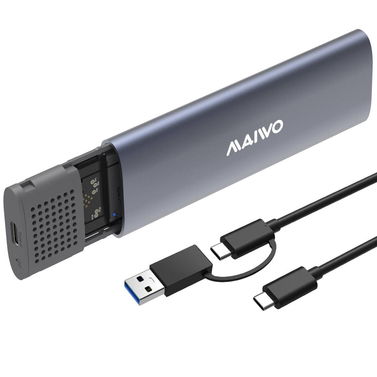 MAIWO M.2 NVME SATA SSD Enclosure Adapter Tool-Free, RTL9210B Chips, USB C 3.1 Gen 2 10Gbps NVME, 6Gbps SATA PCIe M-Key(B+M Key), External Solid State Drive Support UASP Trim for 2242/2260/2280