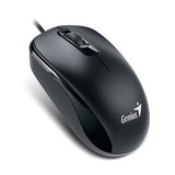 Genius DX-110 Souris filaire USB Plug and Play, suivi optique 1000 DPI, 3 boutons avec molette de défilement, conception ambidextre avec câble de 1,5 m, noire