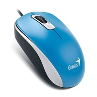 Genius DX-110 Souris filaire USB Plug and Play, suivi optique 1000 DPI, 3 boutons avec molette de défilement, conception ambidextre avec câble de 1,5 m, bleue