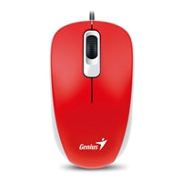 Ratón Genius DX-110 con cable USB Plug and Play, seguimiento óptico de 1000 DPI, 3 botones con rueda de desplazamiento, diseño ambidiestro con cable de 1,5 m, rojo