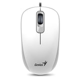 Genius DX-110 Souris filaire USB Plug and Play, suivi optique 1000 DPI, 3 boutons avec molette de défilement, conception ambidextre avec câble de 1,5 m, blanche