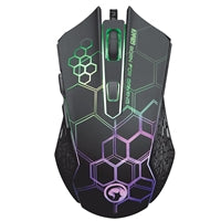 Marvo Scorpion KM409 Paquete de teclado y mouse para juegos, retroiluminación LED de 7 colores, USB 2.0, diseño compacto, con teclas multimedia y anti-fantasma, mouse con sensor óptico ajustable de 800-2400 ppp