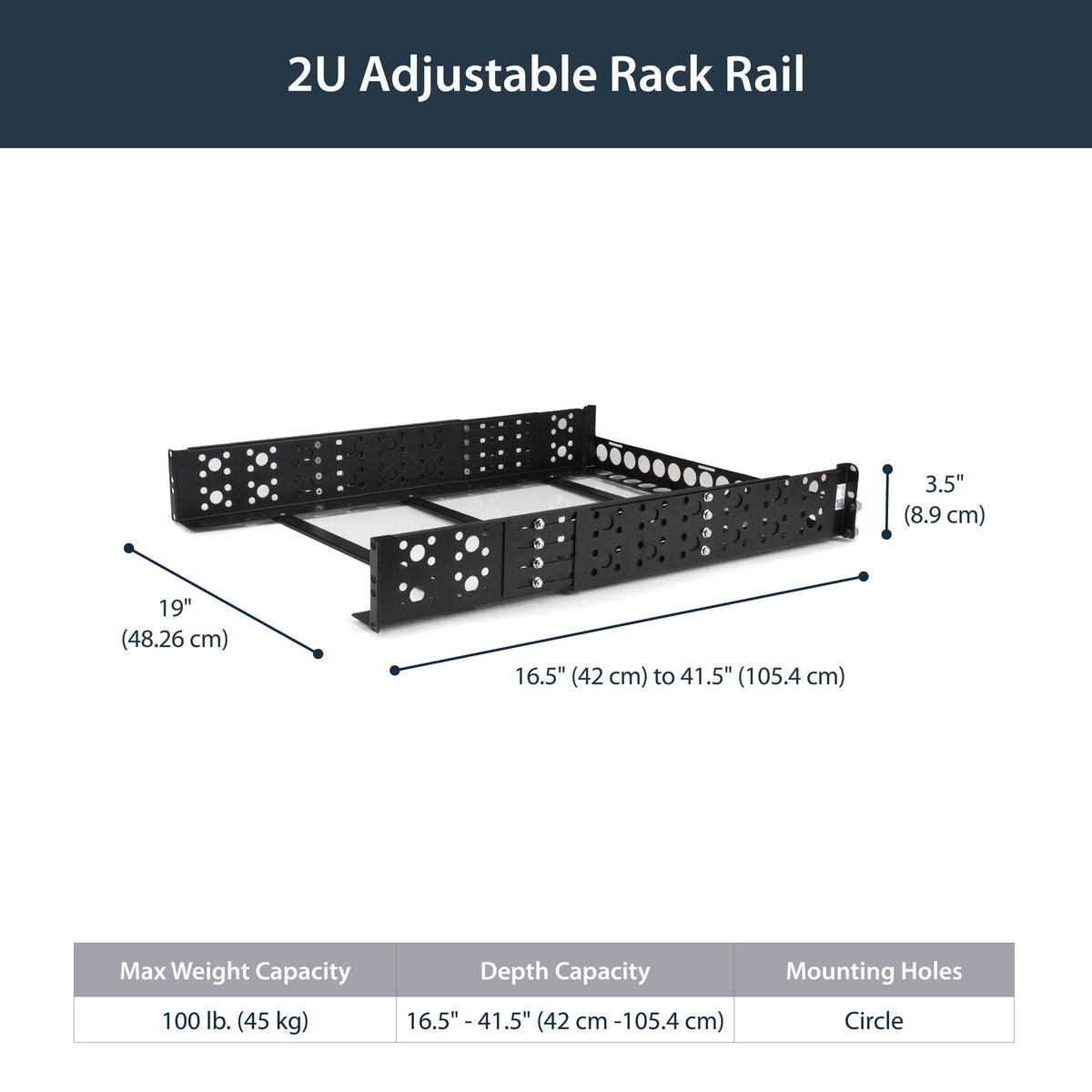 Server Rack Double Rack Rails StarTech.com 2U Fixed 19