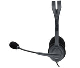 Casque filaire Logitech H111, son stéréo, prise audio 3,5 mm, microphone antibruit, noir