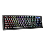 Marvo Scorpion KG909-UK Teclado mecánico para juegos de tamaño completo, con interruptores mecánicos azules, retroiluminación RGB con LED individual para cada tecla, 104 teclas, anti-ghosting