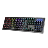 Marvo Scorpion KG909-UK Teclado mecánico para juegos de tamaño completo, con interruptores mecánicos azules, retroiluminación RGB con LED individual para cada tecla, 104 teclas, anti-ghosting