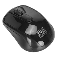 Evo Labs MO-234WBLK Ratón Inalámbrico, 2,4GHz con Mini Receptor USB, Seguimiento Óptico 800 DPI, Diseño Ambidiestro para PC/Mac/Portátil, Negro Brillante