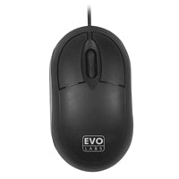 Evo Labs MO-001 Mini souris filaire USB Plug and Play, suivi optique 800 DPI, 3 boutons avec molette de défilement, design ambidextre pour PC/Mac/ordinateur portable, noir mat