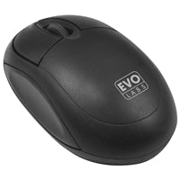 Evo Labs MO-001 Mini souris filaire USB Plug and Play, suivi optique 800 DPI, 3 boutons avec molette de défilement, design ambidextre pour PC/Mac/ordinateur portable, noir mat