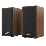 Genius SP-HF180 6W Wooden Desktop USB 2.0 Stereo Speakers with 3.5mm Audio Jack & Volume Control, Natural Wood