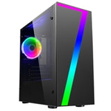 CiT Seven Micro Tower 2 x USB 2.0 Acrylic Side Window Panel Black Case with RGB LED Lighting & Fan