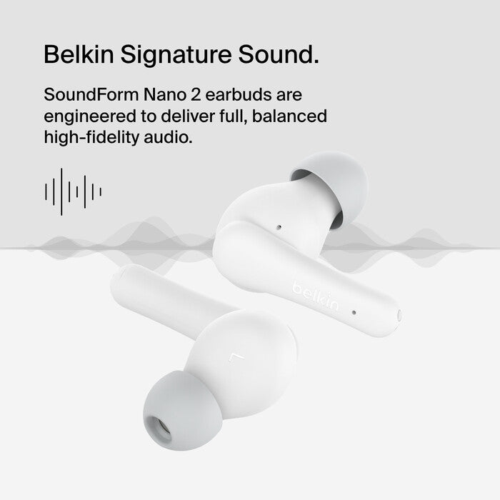 Belkin SoundForm Nano 2 Headphones Wireless In-ear Calls/Music Micro-USB Bluetooth White