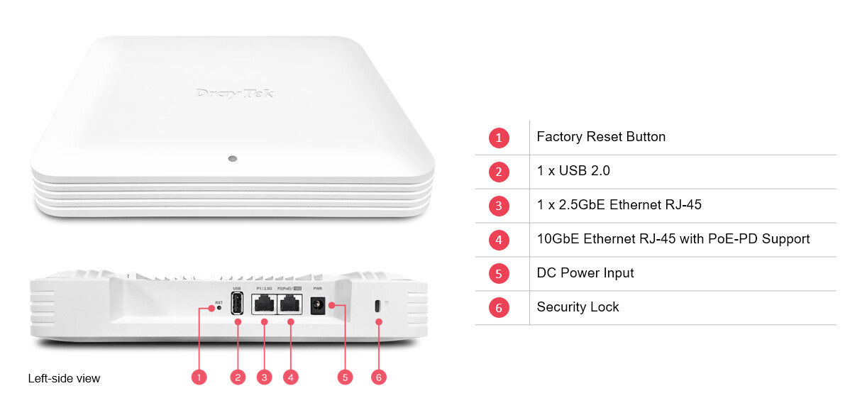 DrayTek VigorAP 1070C Wi-Fi 7 BE19000 Ceiling/Wall Mesh Wireless Access Point