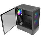 ANTEC NX410 Case, Gaming, Black, Mid Tower, 1 x USB 3.0 / 2 x USB 2.0, Tempered Glass Side Window Panel, Addressable RGB LED Fans, ATX, Micro ATX, Mini-ITX