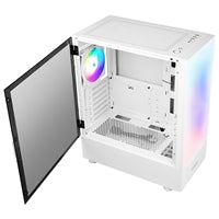 Boîtier ANTEC NX410, Gaming, Blanc, Tour Moyenne, 1 x USB 3.0 / 2 x USB 2.0, Panneau de fenêtre latérale en verre trempé, Ventilateurs LED RVB adressables, ATX, Micro ATX, Mini-ITX