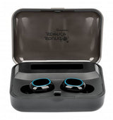 Manhattan Bluetooth In-Ear Headphones, Black, Microphone, Integrated Controls, Sweatproof, Noise Isolating, 5 hour usage time, Max Range 10m, Charging Case with Powerbank (1200mAh), Bluetooth v5.0, USB-A charging cable included, 3 Year Warranty